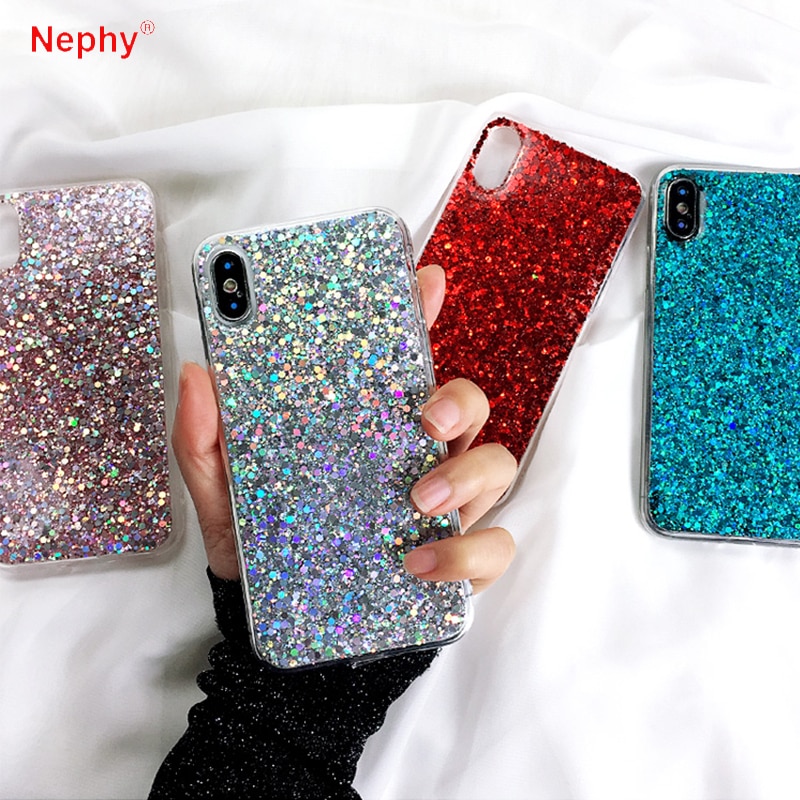 Nephy Shinning ¦  Ʈ  ̽ iPhone X XS  Max XR 7 8 6 6S Plus 5 5SE 6Plus 7Plus 8Plus Crystal Sequins Cover